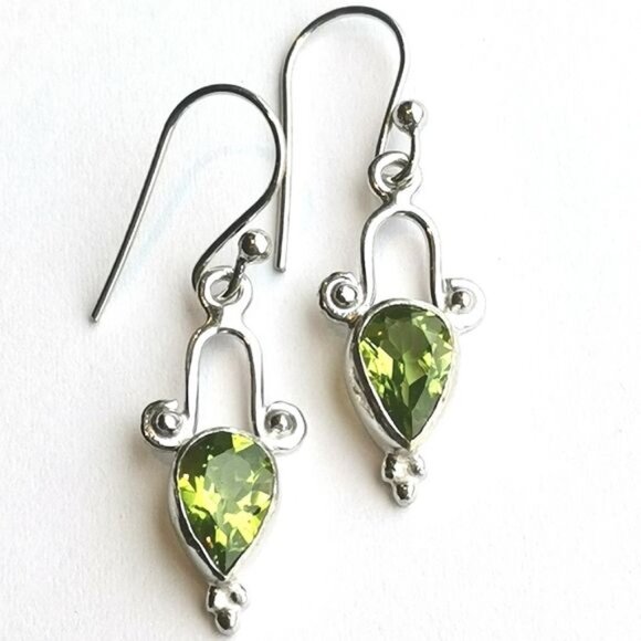 PERIDOT drop dangle earrings in Sterling Silver   🆕 - Picture 5 of 5